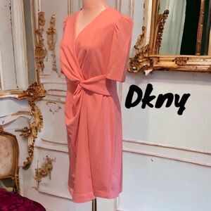 DKNY NWT WOMENS DRESS SIZE 14 CORAL WEDDING FALL SUMMER PARTY ALL OCCASION